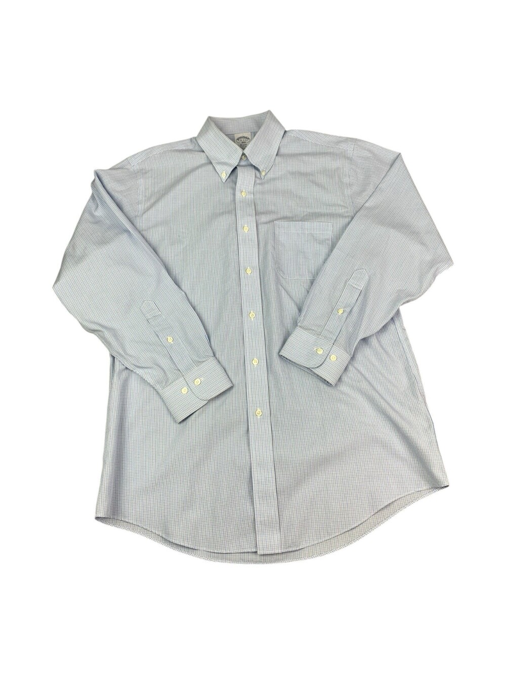 Brooks Brothers Regent Long Sleeve Shirt 1818 Blue Check, Men’s Large (16 2/3)